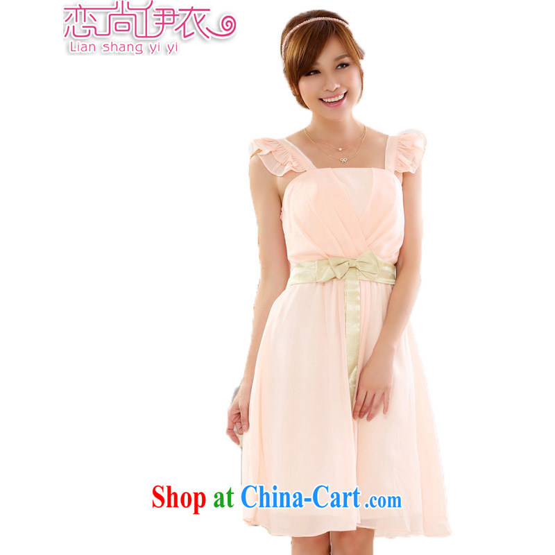 Land is the Yi 2015 summer new Korean short bridesmaid clothing sister banquet dress dresses thick MM larger dress skirt dress show 9827 pink XXXL