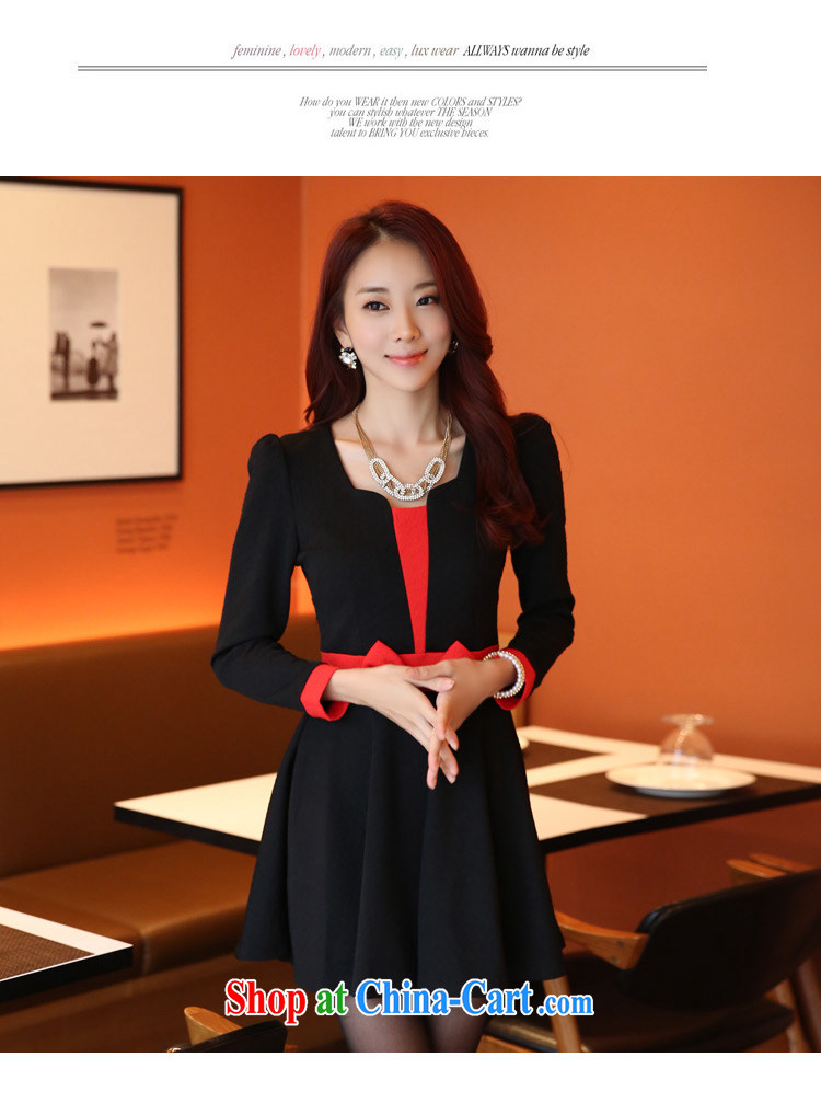 Land is still the Yi 2015 spring female Korean Beauty graphics thin spell color long-sleeved festive large skirts, skirts dresses thick MM the dress code dress 9921 black XXXL pictures, price, brand platters! Elections are good character, the national distribution, so why buy now enjoy more preferential! Health