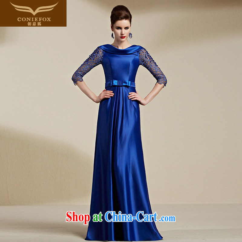 Creative Fox Evening Dress 2015 new stylish blue cuff in banquet dress long dress annual meeting moderator toast dress dress evening dress 30,816 blue L