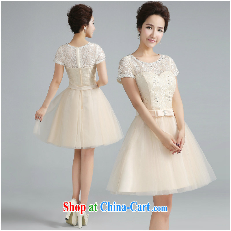 Cheng Kejie MIA dress new, 2014 bride's toast service beauty bridesmaid service short, double-shoulder evening dress small sister dress autumn and winter with light color Penang XXL, Jake Mia, shopping on the Internet