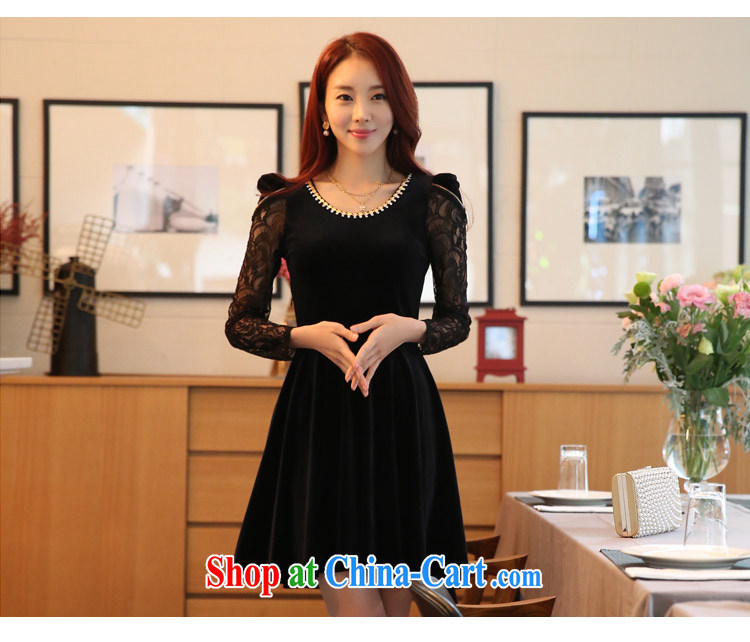 Land is the Yi 2015 spring female graphics gaunt the female Korean beauty charm gold velour lace long-sleeved dresses thick MM larger dress skirt 9822 red XXXL pictures, price, brand platters! Elections are good character, the national distribution, so why buy now enjoy more preferential! Health