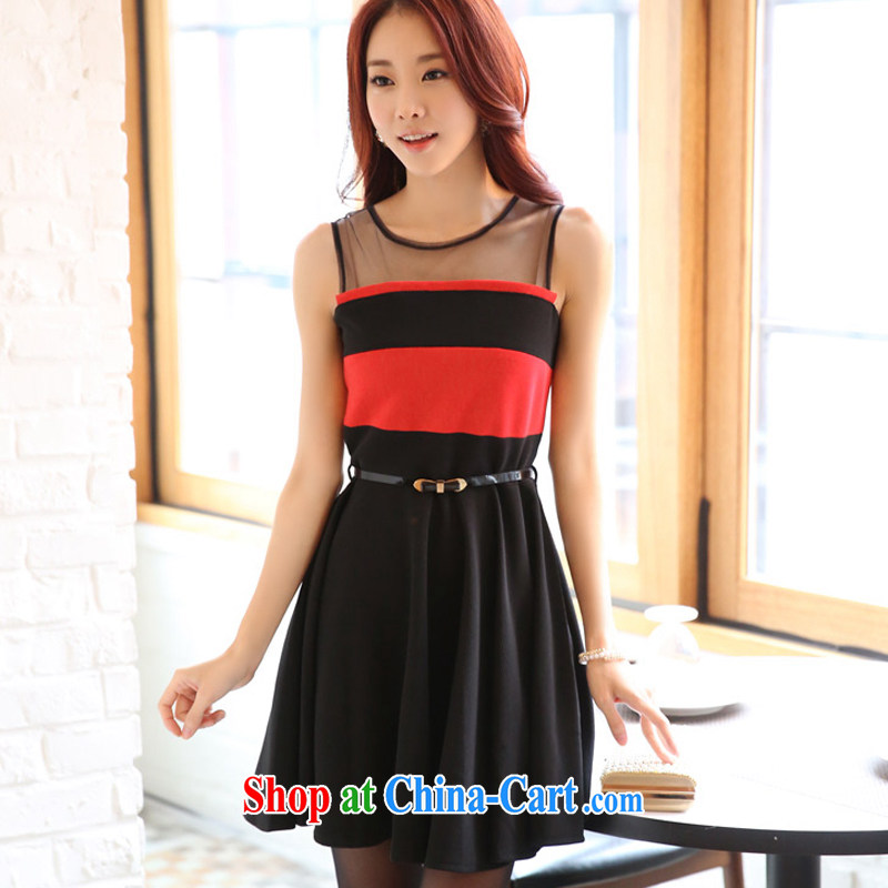Land is still the Yi 2015 summer new female Korean version the waist the skirt 100 solid ground on Collision dress color XL dress skirt vest skirt dresses 9825 red XXXL, land is still the garment, and, shopping on the Internet