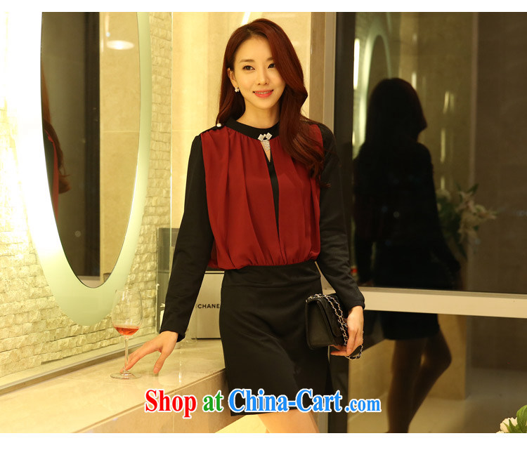 Land is still the Yi 2015 spring female Korean OL temperament of the yuan, Video cultivating false Two-piece solid skirt further skirt package and long-sleeved dresses, diamond jewelry maroon XXXL pictures, price, brand platters! Elections are good character, the national distribution, so why buy now enjoy more preferential! Health