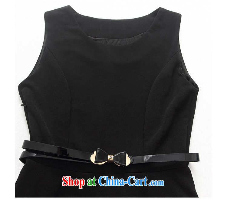 Land is the Yi, female 2015 spring female Korean black round neck, shoulder vest skirt video thin solid skirt large large code dress dress with belt black XXXL pictures, price, brand platters! Elections are good character, the national distribution, so why buy now enjoy more preferential! Health