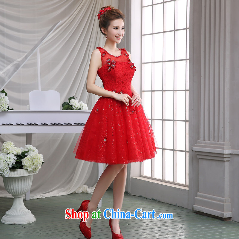 Jie MIA wedding dresses 2015 new toast serving red lace flowers short dual-shoulder White Dress bridesmaid clothing red XXL, Jake Mia, and shopping on the Internet
