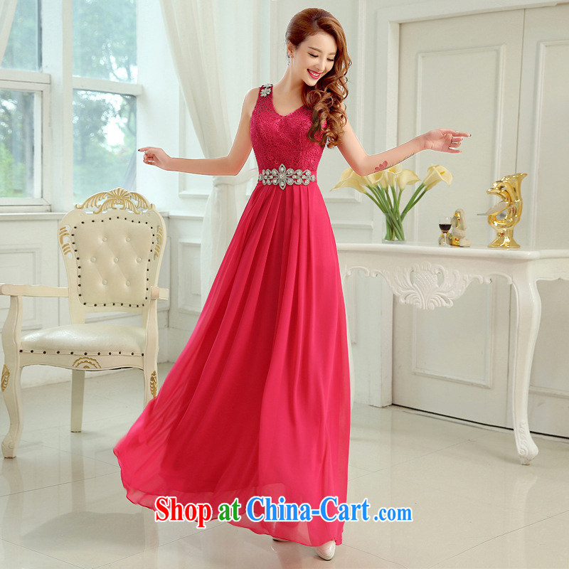 2015 new dress uniform toasting bride marriage red high quality Evening Dress long wedding bridesmaid clothing girls purple L, Iraq is still good, and shopping on the Internet