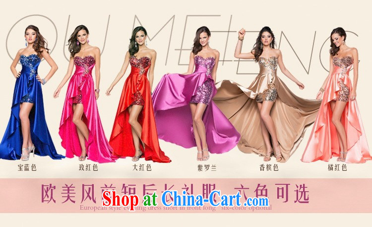 2015 European and American style in a new, bridal wedding dress short before long, chest bare bows clothing dress banquet costumes royal blue XXL pictures, price, brand platters! Elections are good character, the national distribution, so why buy now enjoy more preferential! Health