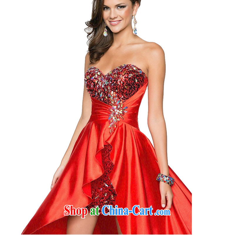 2015 European and American style in a new, bridal wedding dress the short, long, chest bare bows clothing dress banquet costumes royal blue XXL, Iraq is still good, and shopping on the Internet