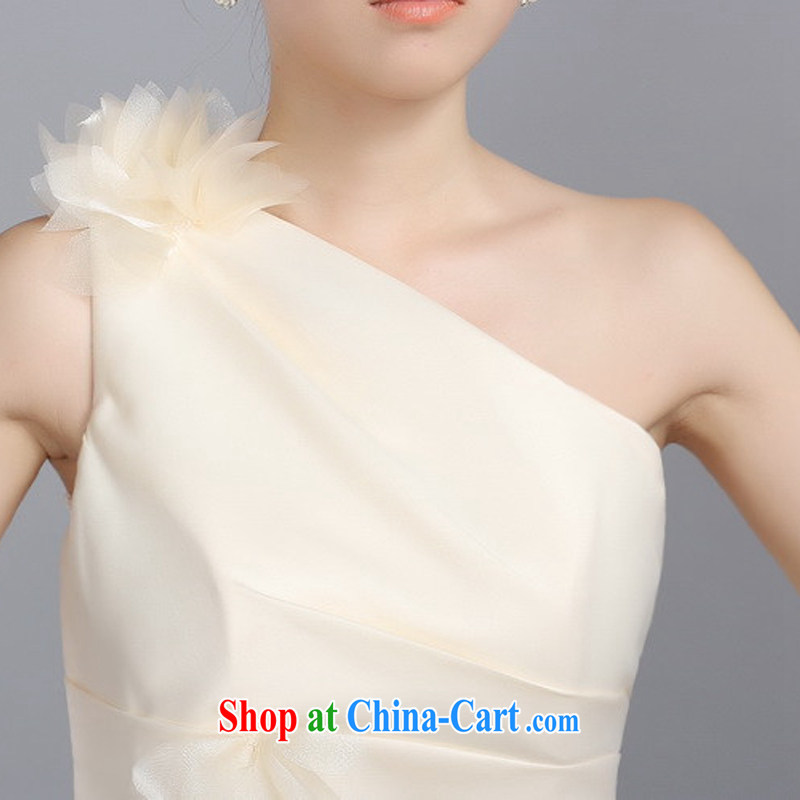 Iraq is still good, stylish and tight stretch bridal bridesmaid wedding single shoulder bows stage small dress champagne color M, Iraq is still good, and shopping on the Internet