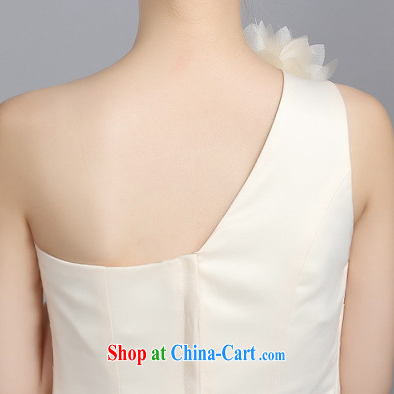Iraq is still good, stylish and tight stretch bridal bridesmaid wedding single shoulder bows stage small dress champagne color M, Iraq is still good, and shopping on the Internet