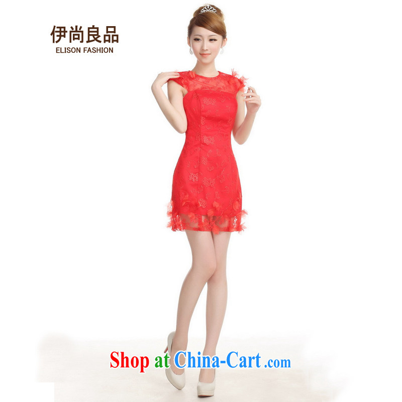 Iraq is still good, bridal bridesmaid wedding toast small dress double-shoulder lace dinner show the dress red XXL