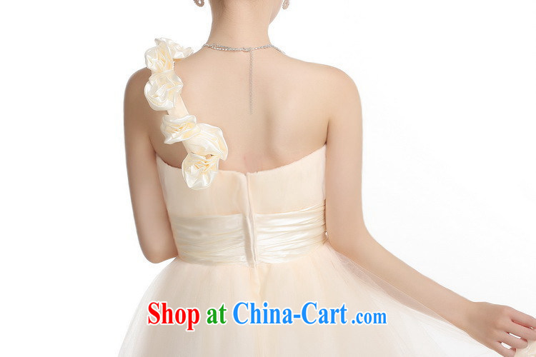 Iraq is still good for women 2015 bride single shoulder dress short bridesmaid toast small dress skirt the shoulder back exposed flowers dress champagne color XXL pictures, price, brand platters! Elections are good character, the national distribution, so why buy now enjoy more preferential! Health
