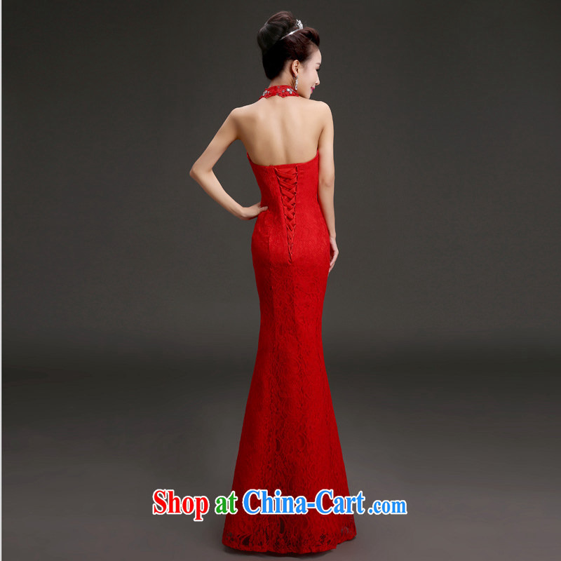(Quakers) estimated 2015 new marriages at Merlion dress Korean video thin show Banquet Hosted White Dress is also aligned to dress Red Red XL code waist 2.2 feet, and friends (LANYI), online shopping