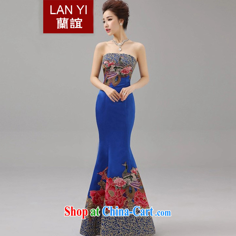 _Quakers_ estimated 2015 bridal toast serving Korean chest bare crowsfoot show banquet dress red with the annual service royal blue Tail XXL code waist 2.3 feet