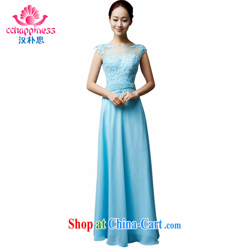 Han Park _cchappiness_ 2015 new stylish bridal toast serving sweet bridesmaid dress banquet Annual Meeting Evening Dress blue XXL lightning shipping