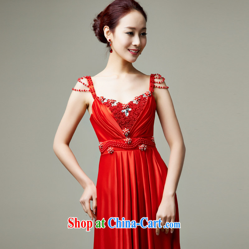Han Park (cchappiness) 2015 new, sense of water-beads straps bridal toast clothing bridesmaid dresses annual banquet dress red XXL lightning shipping, Han Park (cchappiness), online shopping