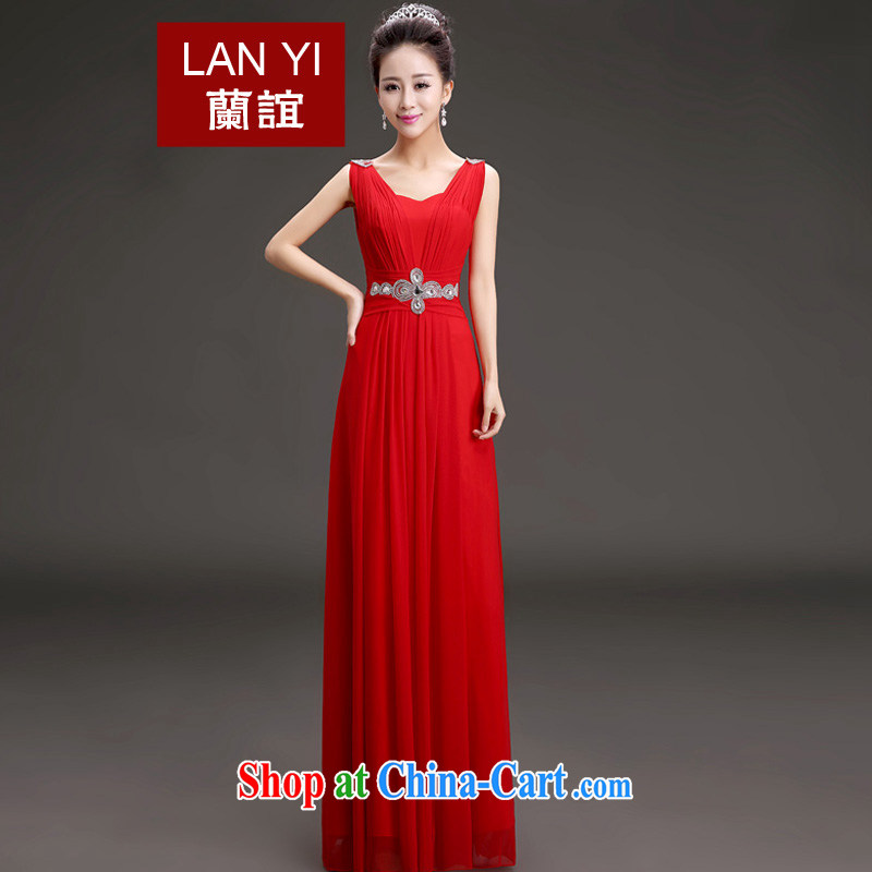 _Quakers_ estimated 2015 new spring bridal toast dress Korean video thin shoulders dress the banquet show service red M code waist 2 feet