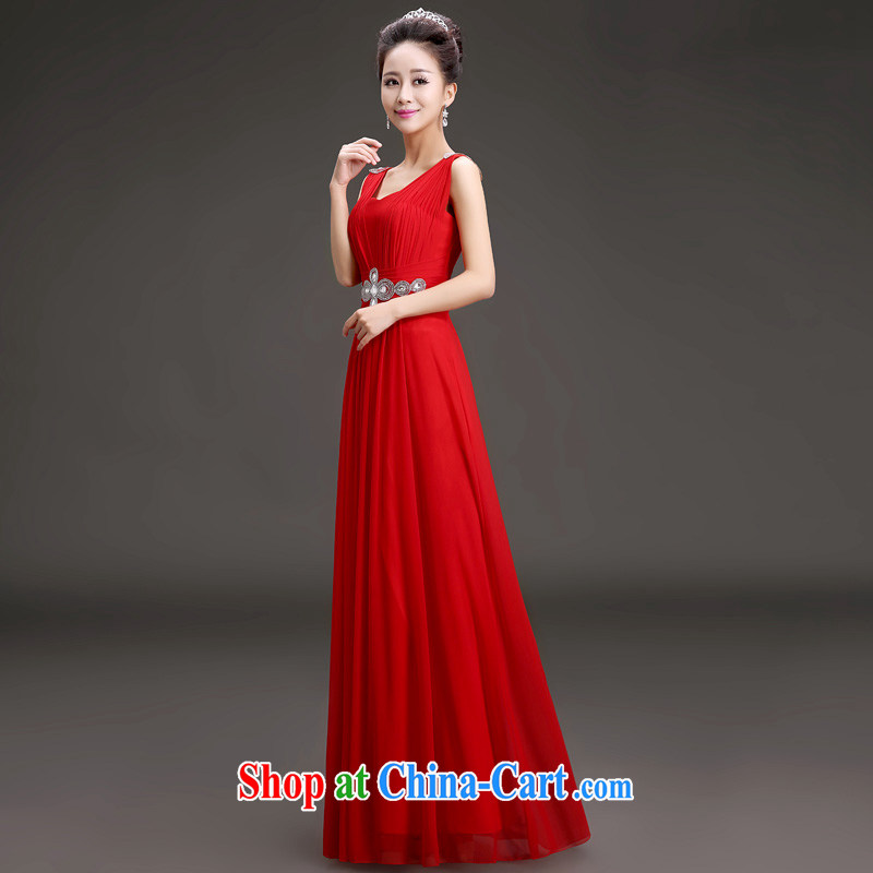(Quakers) estimated 2015 new spring bridal toast dress Korean video thin shoulders dress the banquet show service red M code waist 2 feet, and friends (LANYI), online shopping