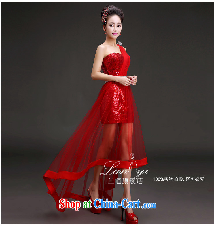 quaker, 2015 new spring and summer evening dress Korean single shoulder graphics thin front short long bridal wedding dress toast stage hosted banquet service red M code waist 2 feet pictures, price, brand platters! Elections are good character, the national distribution, so why buy now enjoy more preferential! Health