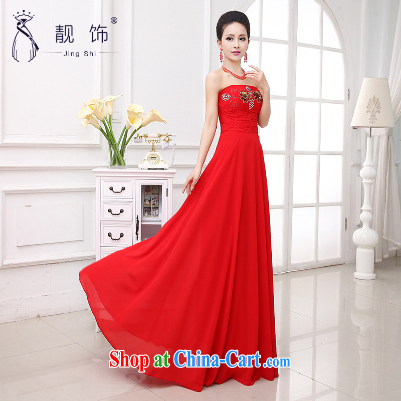Beautiful ornaments dress 2015 new marriage toast serving Korean long red erase chest bridal dresses red long dress XL, beautiful ornaments JinGSHi), online shopping