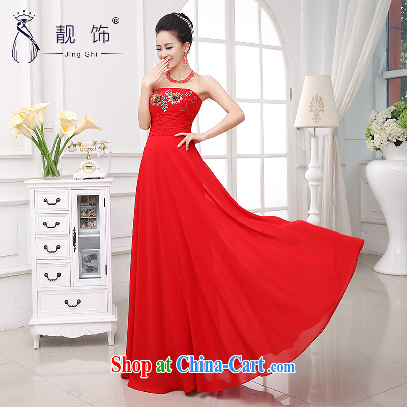 Beautiful ornaments dress 2015 new marriage toast serving Korean long red erase chest bridal dresses red long dress XL, beautiful ornaments JinGSHi), online shopping