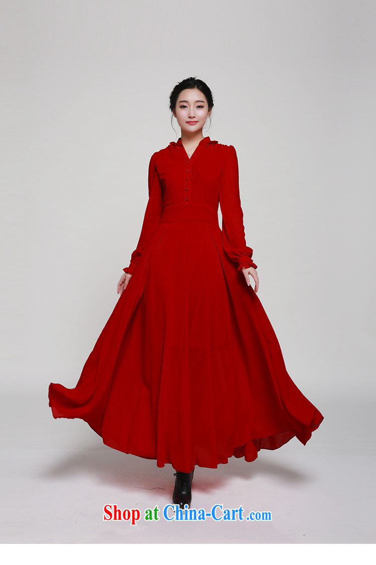 Land is the Yi 2015 spring female Korean version of the new retro College lady long skirt classic stylish festive red bridal back-door dress long-sleeved dresses 9883 wine red XL pictures, price, brand platters! Elections are good character, the national distribution, so why buy now enjoy more preferential! Health