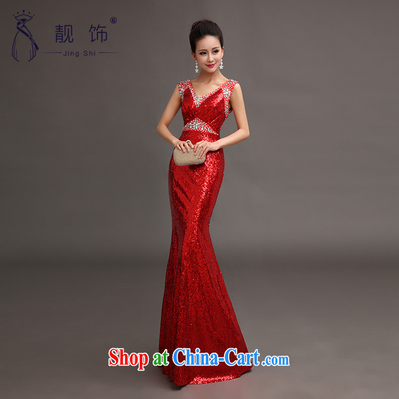 Beautiful ornaments dress 2015 new, luxurious, elegant and sexy double-shoulder at Merlion dress moderator performance service red XL, beautiful ornaments JinGSHi), and, on-line shopping