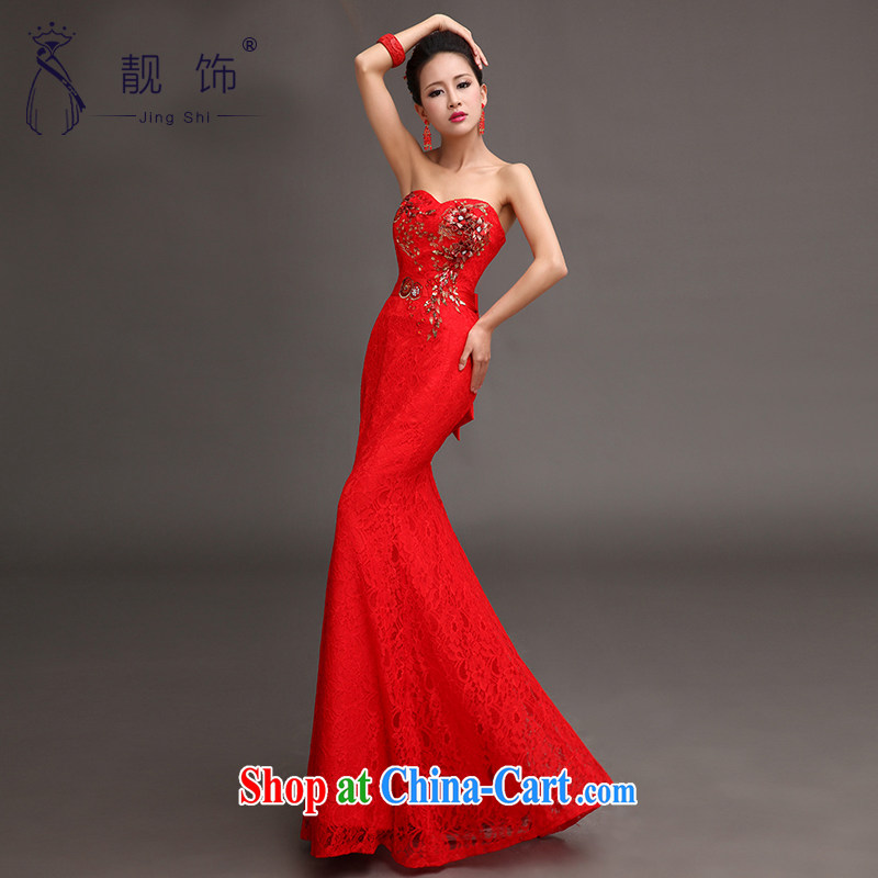 Beautiful ornaments 2015 marriages new toast serving Korean version wiped off chest graphics thin evening dress red long dresses at Merlion red XXL, beautiful ornaments JinGSHi), online shopping