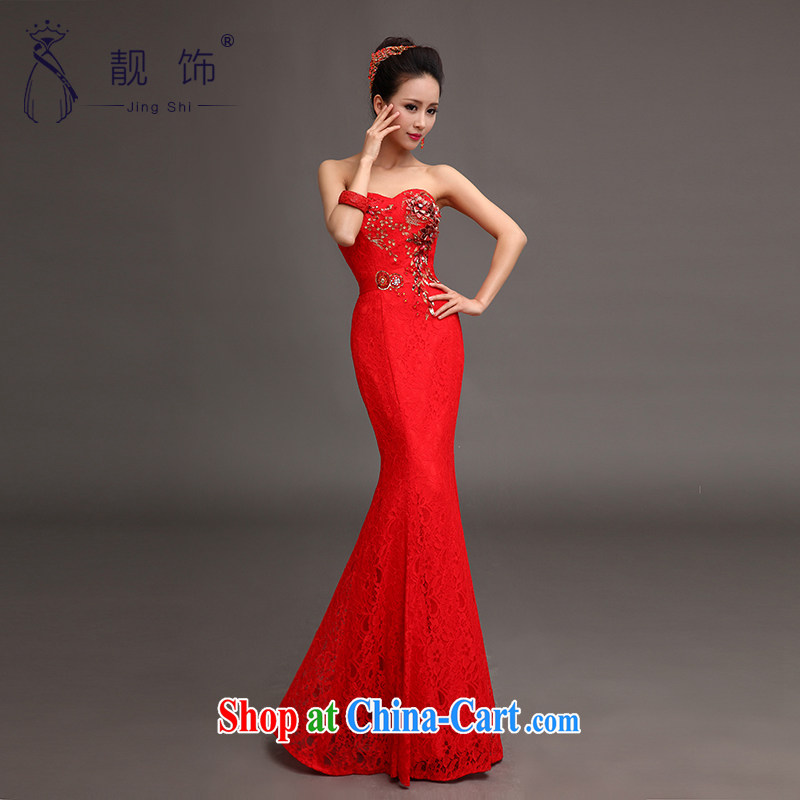 Beautiful ornaments 2015 marriages new toast serving Korean version wiped off chest graphics thin evening dress red long dresses at Merlion red XXL, beautiful ornaments JinGSHi), online shopping