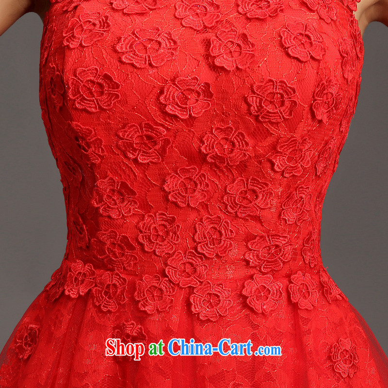 (Quakers) estimated 2015 new bridal dresses Korean word small shoulder dress bridesmaid show banquet dress short skirt red XL code waist 2.2 feet, and friends (LANYI), online shopping