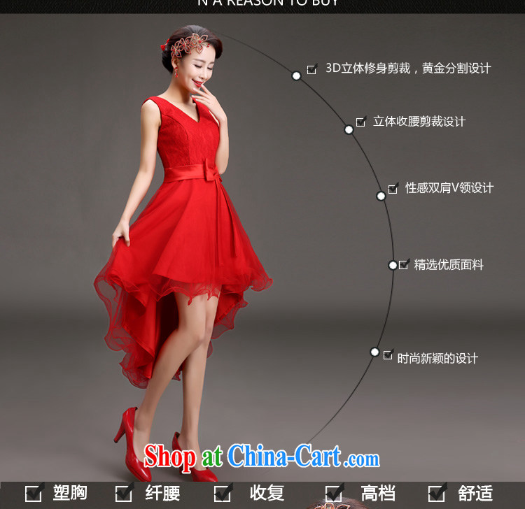 quaker, 2015 bridal toast small dress Korean Spring Banquet show double-shoulder dress Red Front short long dress skirt red S code waist 1.9 feet pictures, price, brand platters! Elections are good character, the national distribution, so why buy now enjoy more preferential! Health