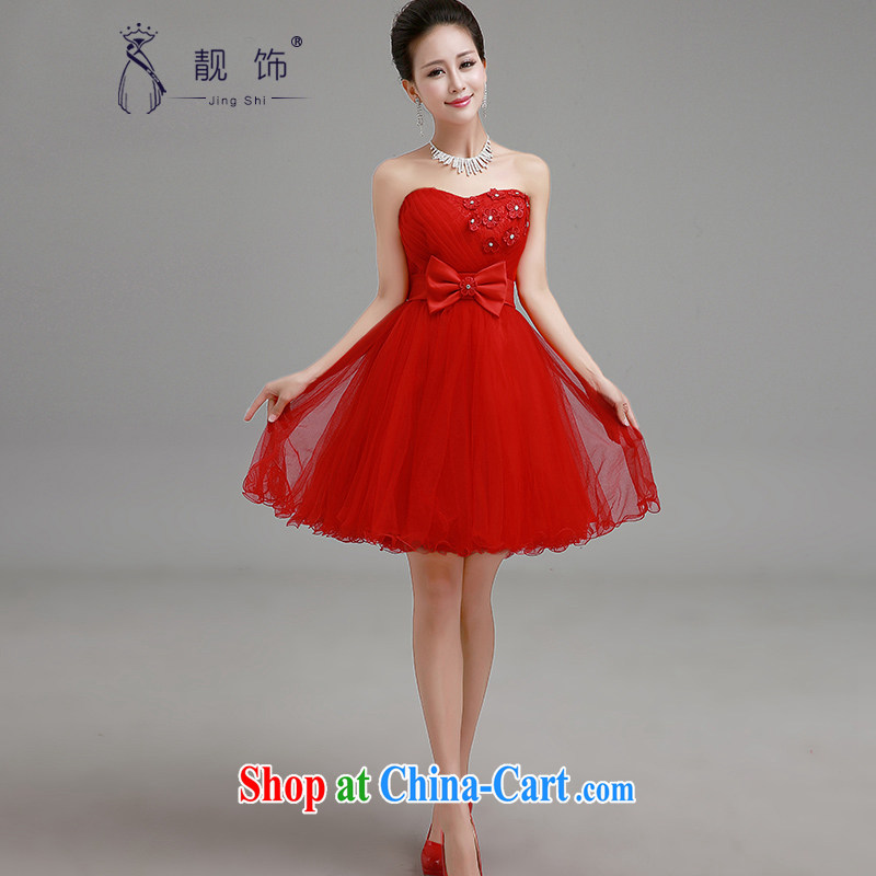 Beautiful ornaments 2015 New Red wiped his chest bridal dresses short bridesmaid marriage with his toast with small dress red XXL
