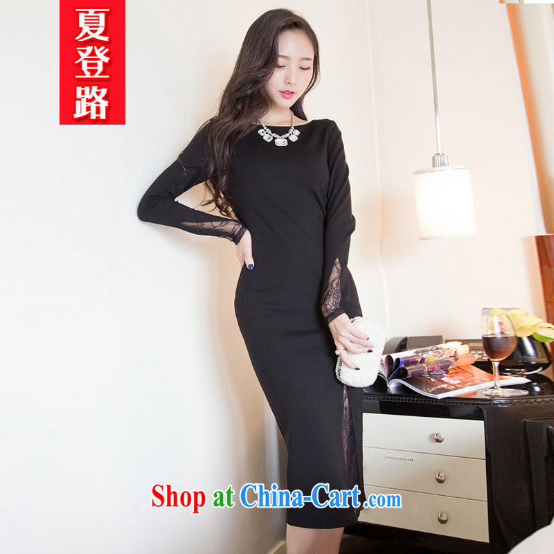 Mr Ronald ARCULLI log road spring 2015 New Name-yuan elegant fluoroscopy lace package and dress dress long skirt - 202 black XL, log (CHADENLU), shopping on the Internet