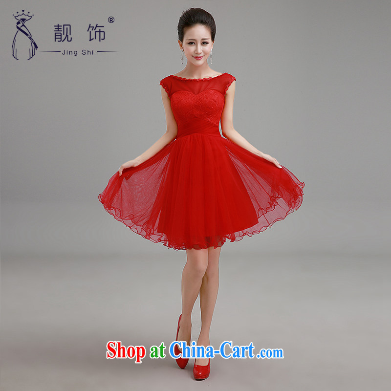 Beautiful ornaments 2015 new short red dress bridal toast Service Advanced lace tie-bridesmaid clothing skirts red short, small dress XXL, beautiful ornaments JinGSHi), online shopping