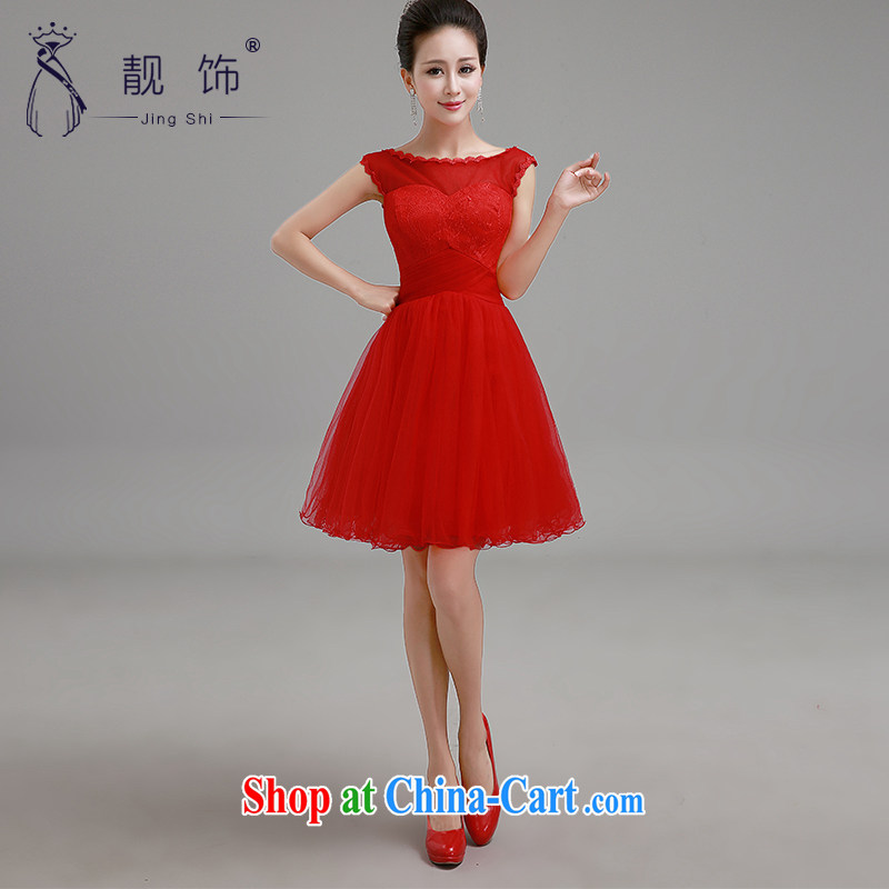 Beautiful ornaments 2015 new short red dress bridal toast Service Advanced lace tie-bridesmaid clothing skirts red short, small dress XXL, beautiful ornaments JinGSHi), online shopping
