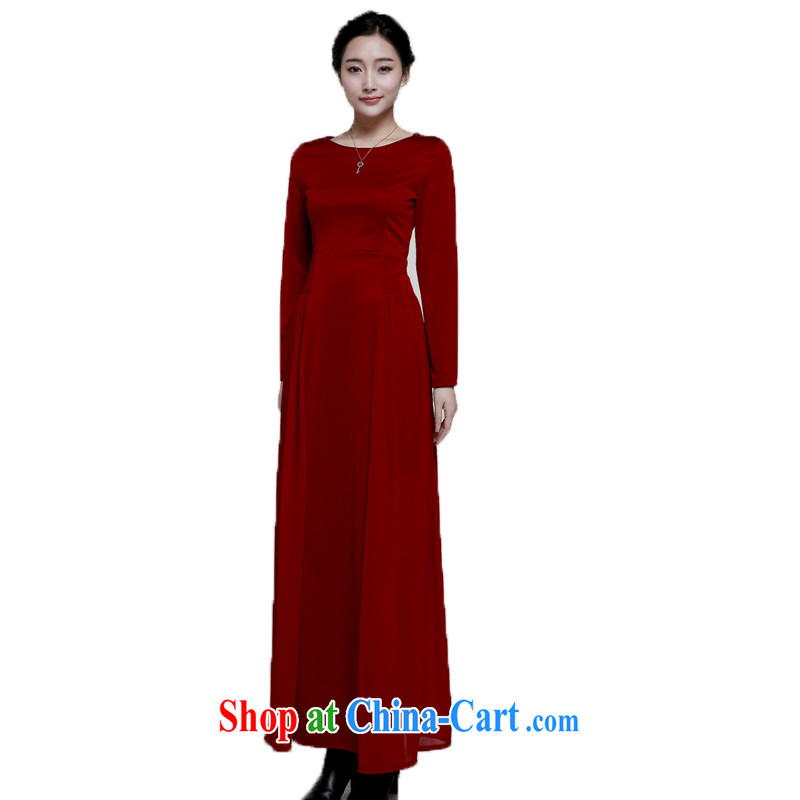 Land is the Yi 2015 spring and summer, the United States and Europe go Soo stylish atmosphere. The waist stitching snow woven dragging long skirt red bridal gown dress Evening Dress dress dress wine red XL, land is still the garment, shopping on the Inter
