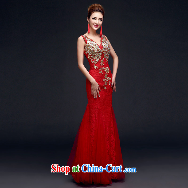 A good service is 2015 New Red brides with wedding dress toast serving evening dress Evening Dress Long skirts at Merlion red 2 XL, good service, and, shopping on the Internet