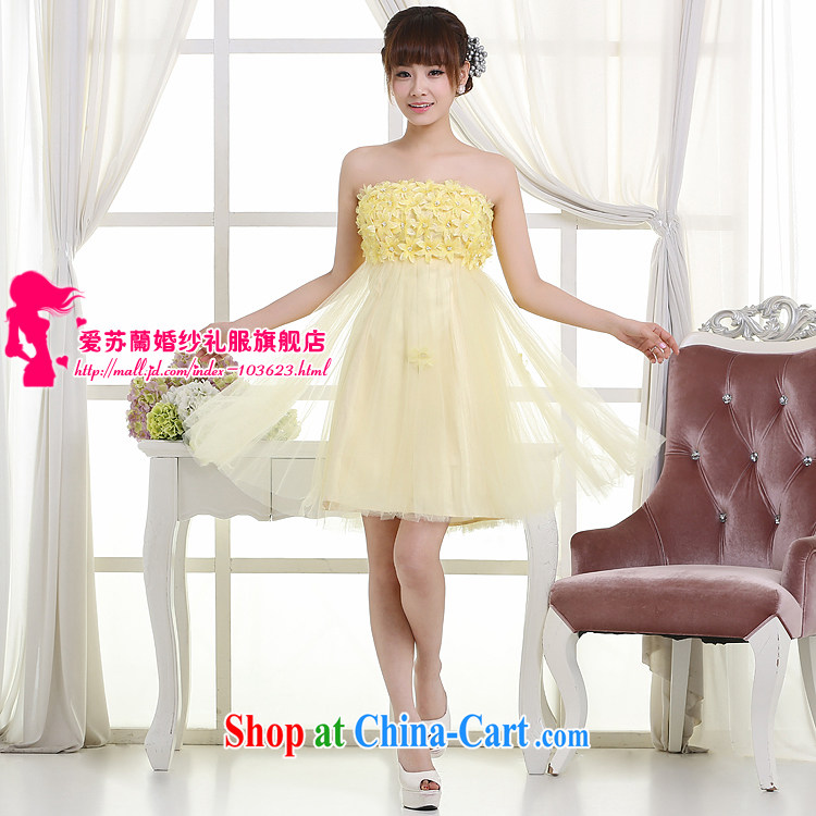 wedding dresses new and auspicious married Yi New and bridesmaid clothing new short dress high waist Korean dress pale yellow XXXL pictures, price, brand platters! Elections are good character, the national distribution, so why buy now enjoy more preferential! Health