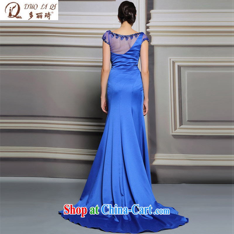 More than Li Qi long-tail in Europe Evening Dress blue model model show car models at Merlion dress picture color XXL, Li Qi (Doris dress), and, on-line shopping