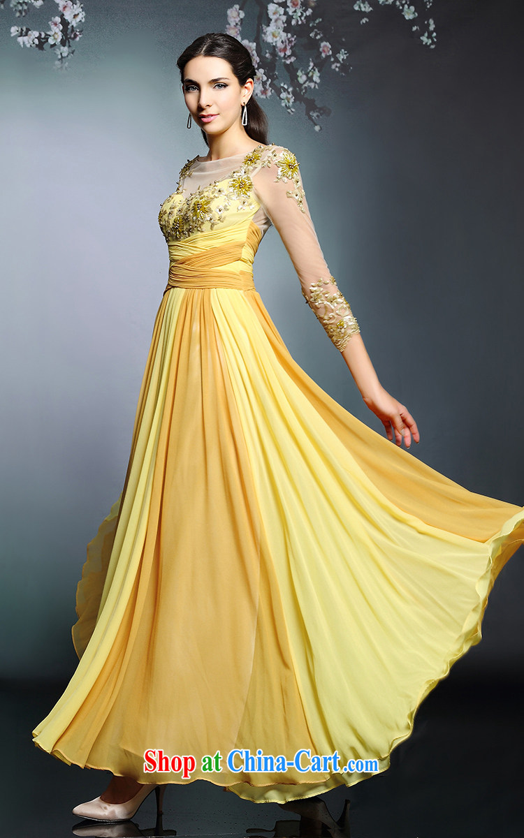 More than Li Qi long-sleeved yellow Evening Dress retro Palace long moderator performances dress picture color XXL pictures, price, brand platters! Elections are good character, the national distribution, so why buy now enjoy more preferential! Health