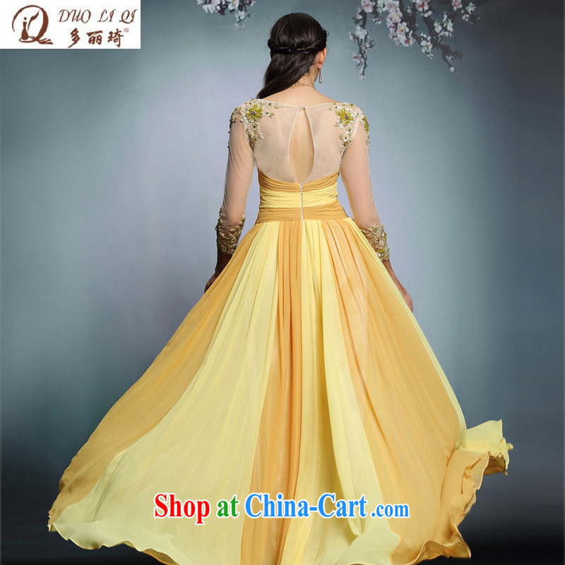 More than Li Qi long-sleeved yellow Evening Dress retro Palace long moderator performances dress picture color XXL, Lai Ki (Doris dress), and, on-line shopping