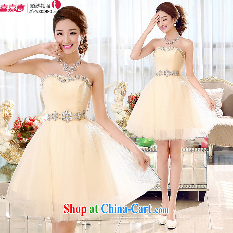 Hi Ka-Hee-won Princess bridal flowers erase chest short dress bridesmaid clothing new 2015 spring X 002 champagne color XL
