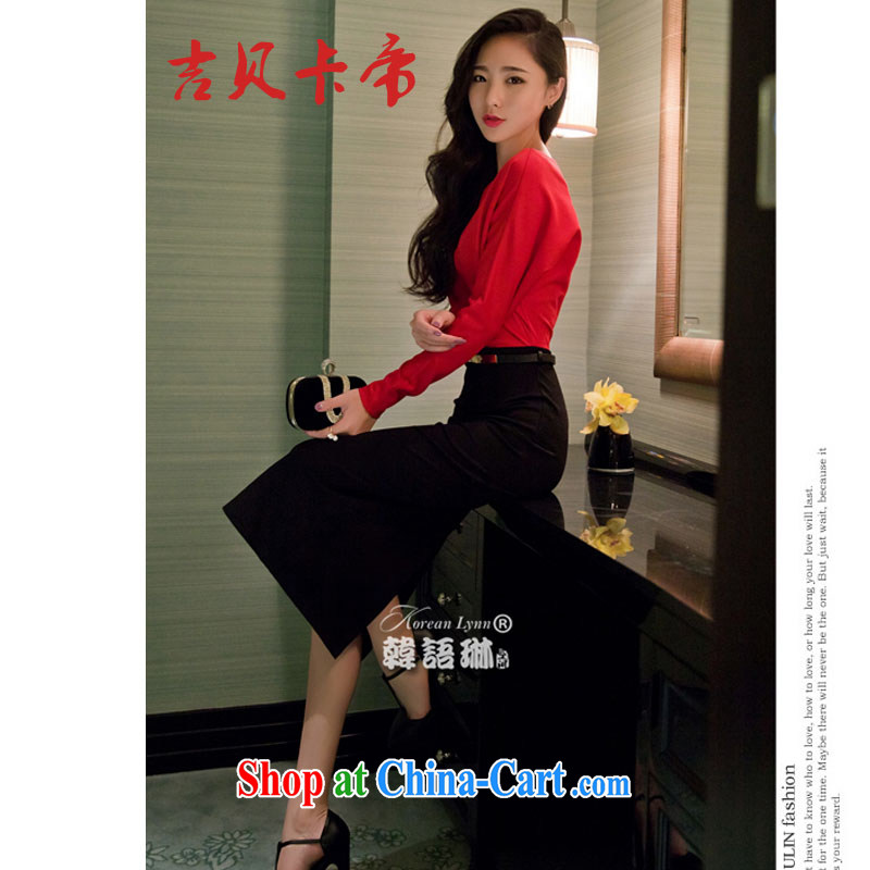 The Bekaa in Dili 8708 spring female Korean fashion graphics thin spell color solid-skirt dress long skirt red winter XL