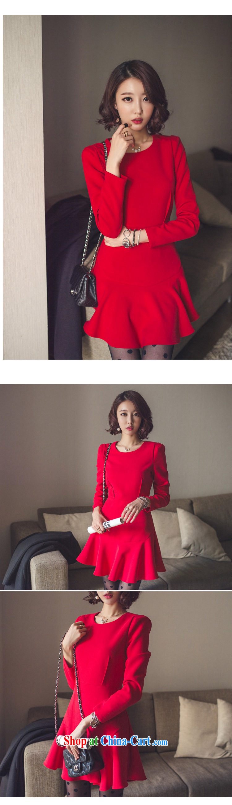 The Bekaa in Dili 9593 #red Chinese Lunar New Year festive elegant wedding dress beauty solid skirt dresses women's clothing fall/winter red XL pictures, price, brand platters! Elections are good character, the national distribution, so why buy now enjoy more preferential! Health