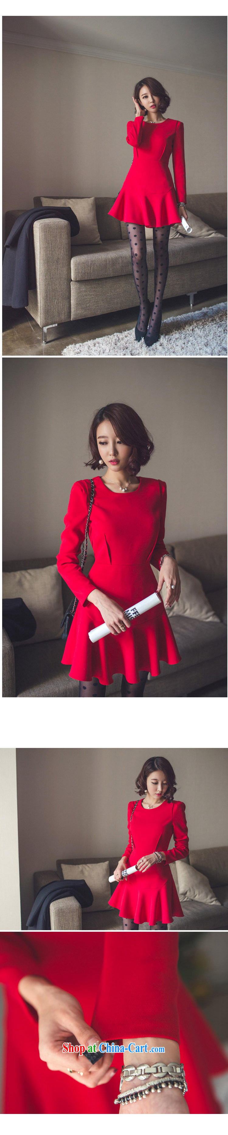 The Bekaa in Dili 9593 #red Chinese Lunar New Year festive elegant wedding dress beauty solid skirt dresses women's clothing fall/winter red XL pictures, price, brand platters! Elections are good character, the national distribution, so why buy now enjoy more preferential! Health