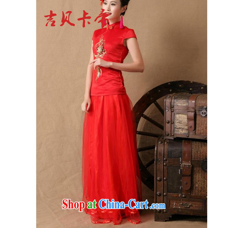 The Bekaa in Dili with too much bridal wedding ceremony cheongsam dress red bows, dress style  6670 _red XL
