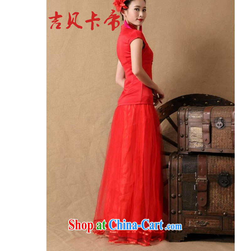 The Bekaa in Dili with more bridal marriage ceremony cheongsam dress red bows, dress style: 6670 #red XL, Bekaa in Dili (JIBEIKADI), shopping on the Internet