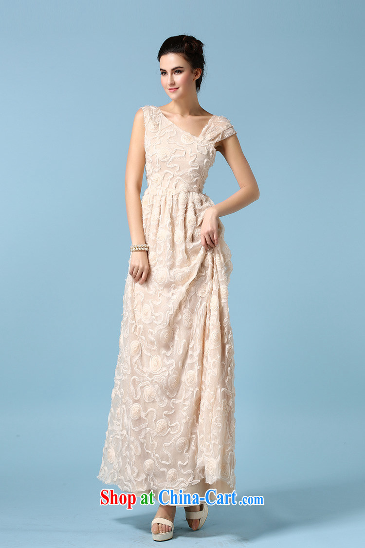The Bekaa in Dili 7009 #2015 spring and summer dress single shoulder bare chest dress three-dimensional flower silk wrinkles and long skirt apricot XL pictures, price, brand platters! Elections are good character, the national distribution, so why buy now enjoy more preferential! Health