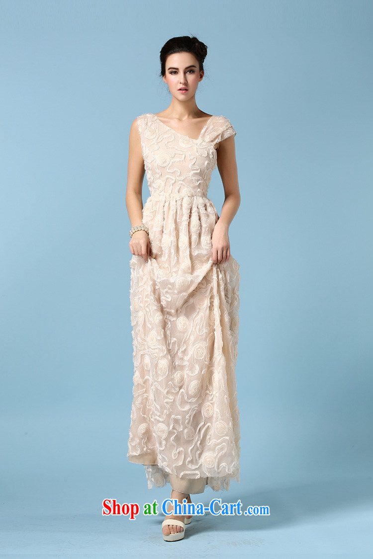 The Bekaa in Dili 7009 #2015 spring and summer dress single shoulder bare chest dress three-dimensional flower silk wrinkles and long skirt apricot XL pictures, price, brand platters! Elections are good character, the national distribution, so why buy now enjoy more preferential! Health