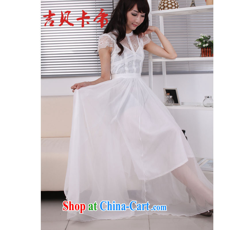 The Bekaa in Dili 0998 #Korea sin to drag and drop a short-sleeved lace snow woven long skirt/beach skirt suits skirts wedding white L, Bekaa in Dili (JIBEIKADI), online shopping